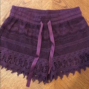 Plum lace shorts